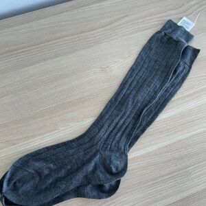 Miu Miu Charcoal Ribbed Men's Dress Socks
